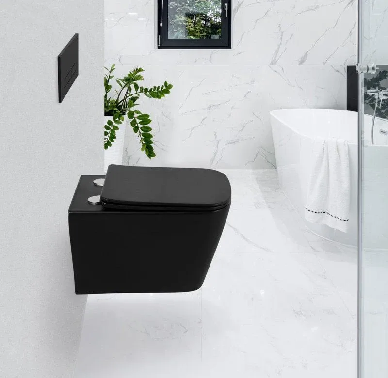 Подвесной унитаз BelBagno Ardente-C BB3202CHR-MB 36*52 безободковый,черный матовый с крышкой-сиденьем BB3202SC-MB