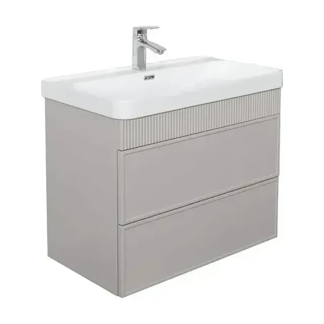 Тумба с раковиной Comforty Мадрид 80М2(Н) серый шелк (раковина Comforty CF19595BX-80)
