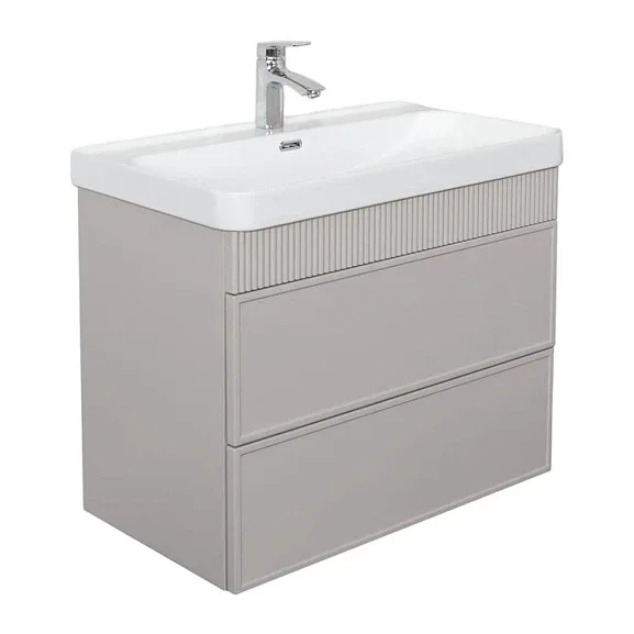 Тумба с раковиной Comforty Мадрид 80М2(Н) серый шелк (раковина Comforty CF19595BX-80)