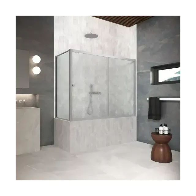 Шторка на ванную ZV+ZVF Protec 150*80 07 02, профиль матовый хром, стекло шиншилла