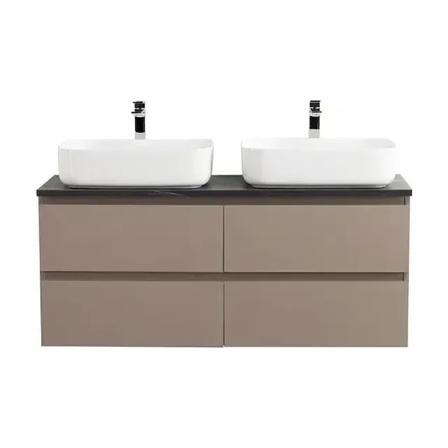 Тумба с раковиной BelBagno Крафт (Kraft) 120 с четырьмя ящиками бежевая матовая (столешница черный матовый мрамор)