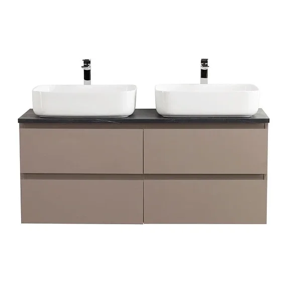 Тумба с раковиной BelBagno Крафт (Kraft) 120 с четырьмя ящиками бежевая матовая (столешница черный матовый мрамор)