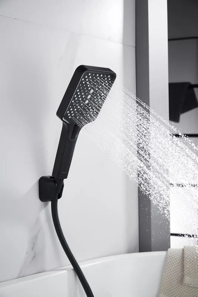 Смеситель Knotlor Стабильность/Stable KN-22/BL для ванны и душа с душевыми аксессуарами черный матовый