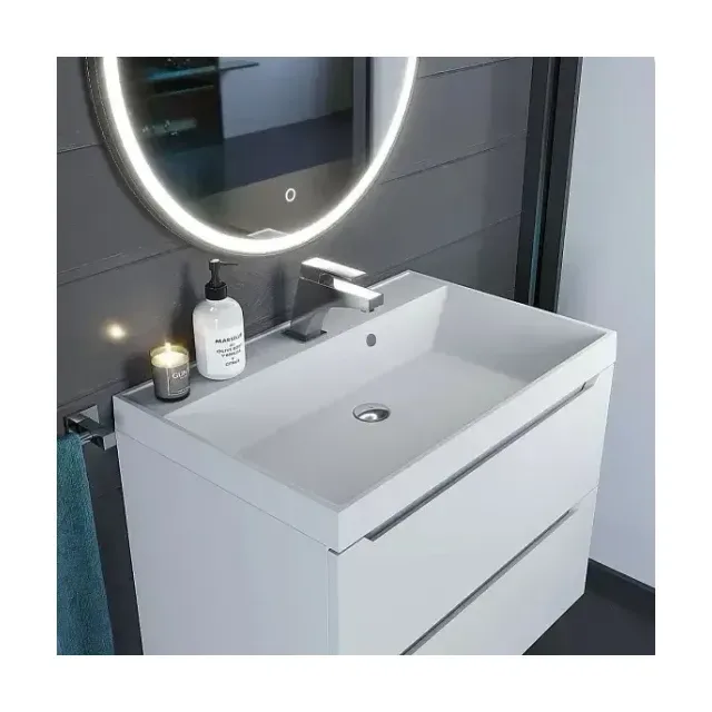 Тумба с раковиной Uperwood Tanos 70 белая, подвесная (раковина Classic Quartz 70*45 белая матовая, жасмин)
