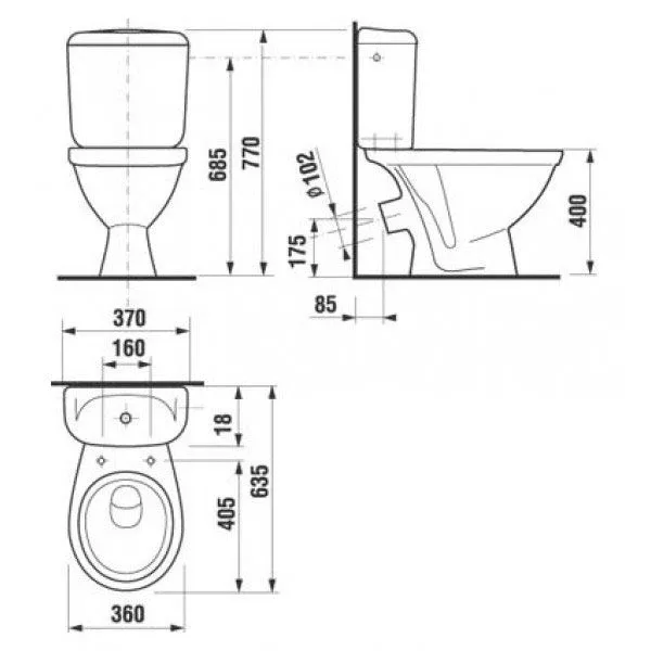 Унитаз-компакт Jika Lyra 36*63,5 косой выпуск