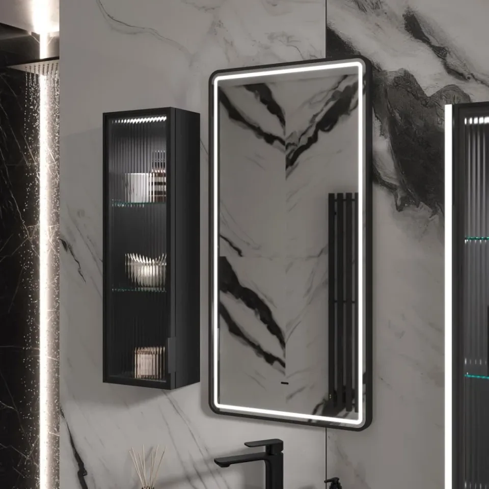 Зеркало Equil Стоун/Stoune 50*90 с подсветкой, черное