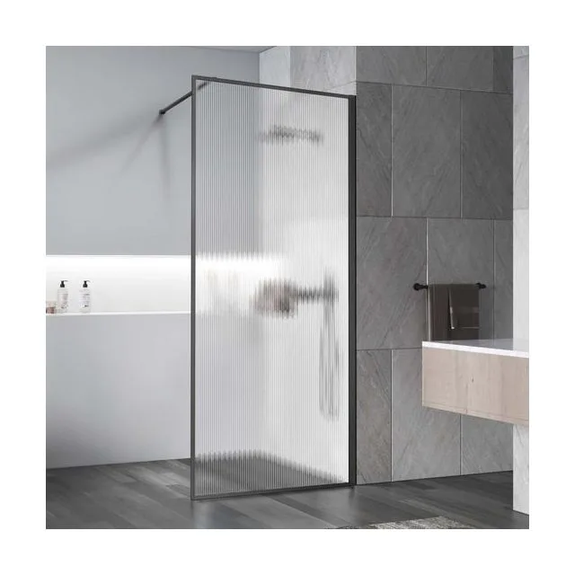 Душевая перегородка Vincea Волк-Ин (Walk-In) VSW-1HP110FLGM 110х200 стекло рифленое 8 мм профиль вороненая сталь