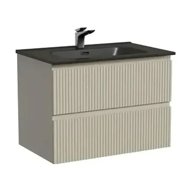 Тумба с раковиной Sancos Сноб Р/Snob R 70 Beige Soft (раковина Element CN7007MB черная матовая)