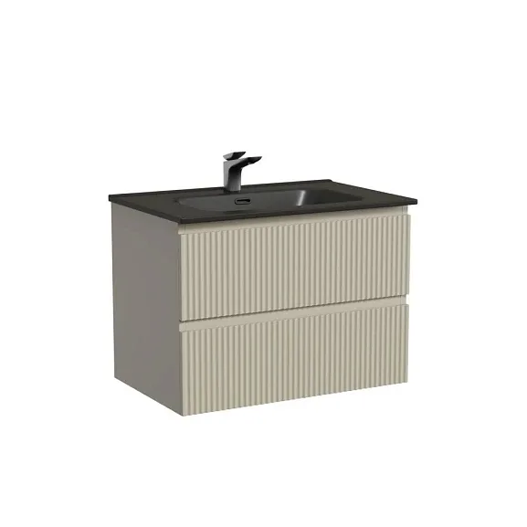 Тумба с раковиной Sancos Сноб Р/Snob R 70 Beige Soft (раковина Element CN7007MB черная матовая)