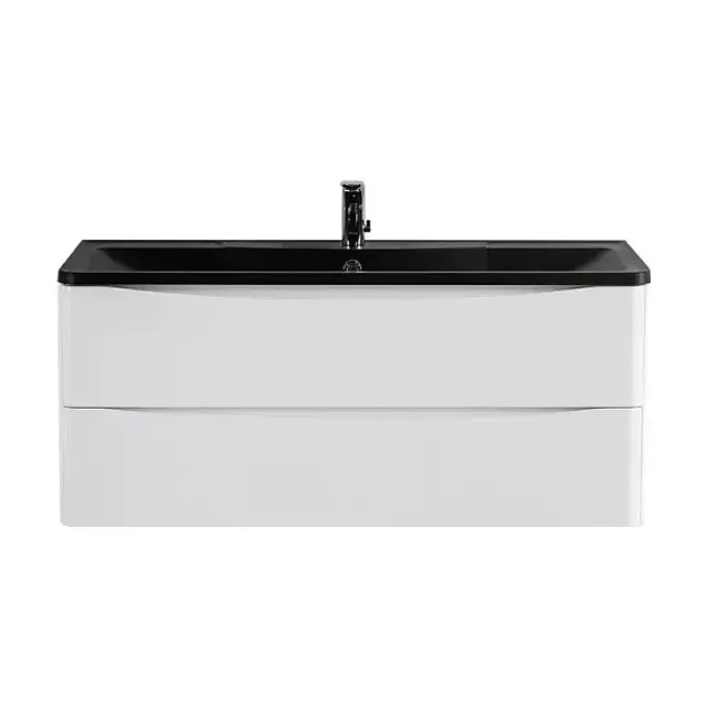 Тумба с раковиной BelBagno Аква (Acqua) 120 белый глянец (с черной раковиной)