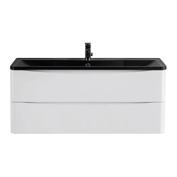 Тумба с раковиной BelBagno Аква (Acqua) 120 белый глянец (с черной раковиной)