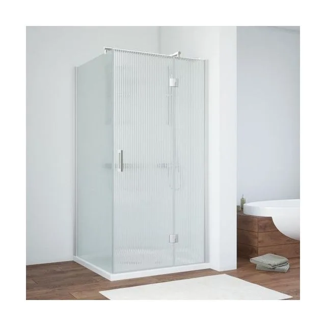 Душевое ограждение Vegas-Glass AFP-Fis NOVO 120×120×189 см, матовый хром, стекло мору (moru)