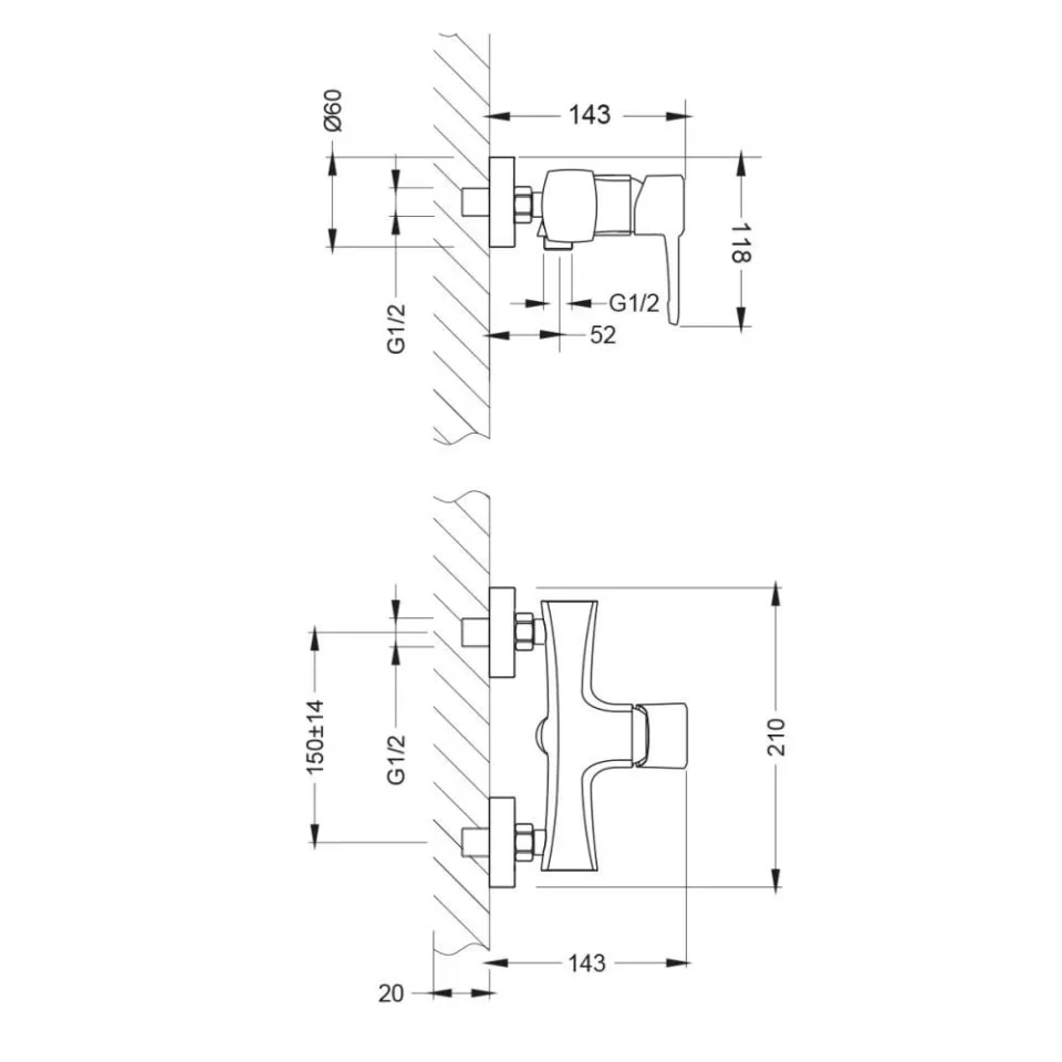 Смеситель Lemark Evitta LM0503C для душа хром