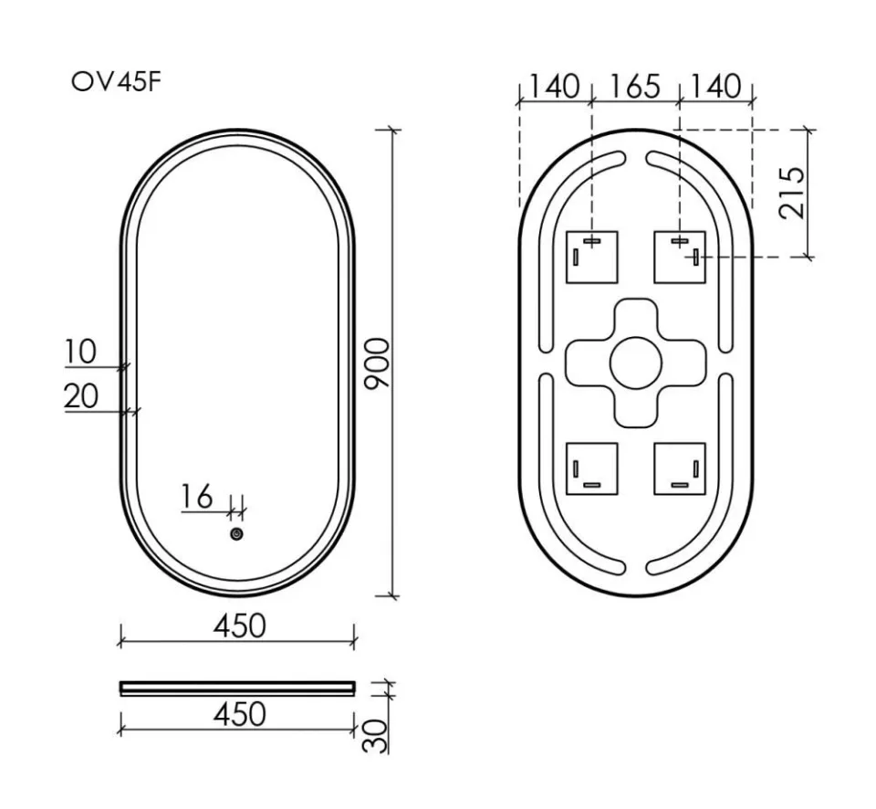 Зеркало Sancos Овал/Oval 45*90 с фронтальной подсветкой