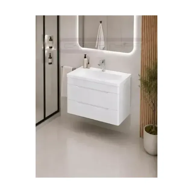 Аквадом Тумба Рада 70 см, подвесная, цвет белый, 2 ящика, с раковиной Modul Slim