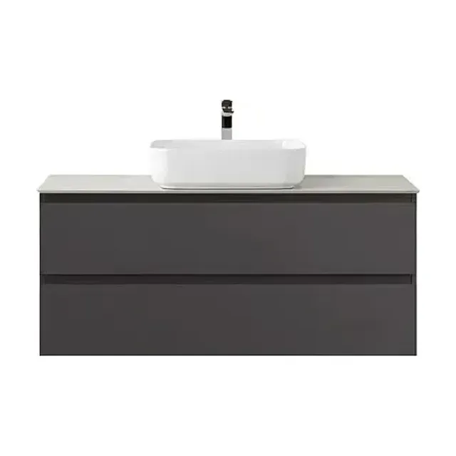 Тумба с раковиной BelBagno Крафт (Kraft) 120 с двумя ящиками темно-серая матовая (столешница цемент)