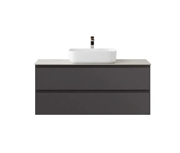 Тумба с раковиной BelBagno Крафт (Kraft) 120 с двумя ящиками темно-серая матовая (столешница цемент)