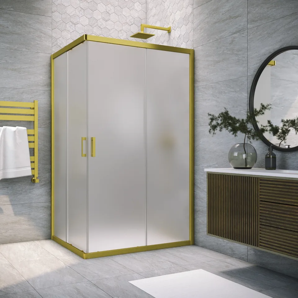 Душевой уголок ZA-F NOVO h2000 120*100 03 10, профиль золото матовое, стекло сатин