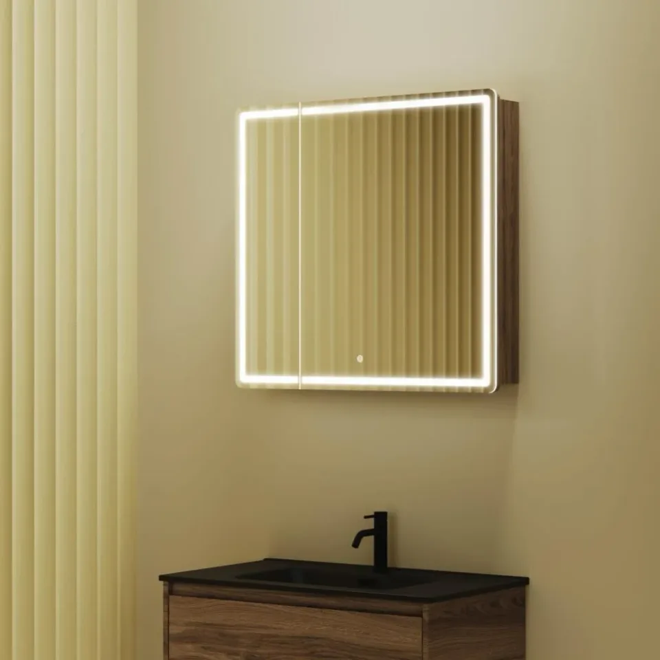 Зеркало-шкаф Sancos Mirror 79*74 с Led подсветкой дуб чарльстон