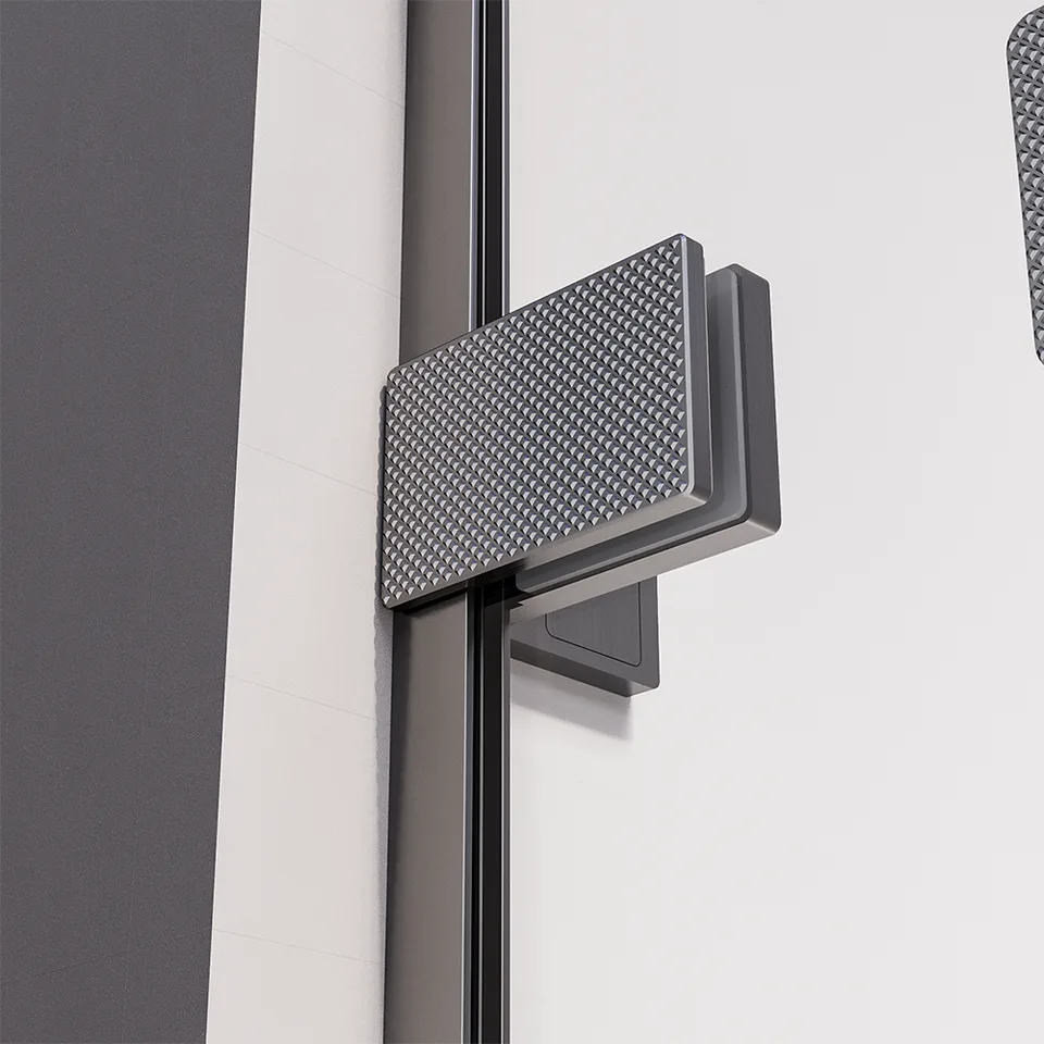 Боковая панель Veconi Premium Alassio SP GR, 1000x2000, брашированный графит, стекло прозрачное осветленное