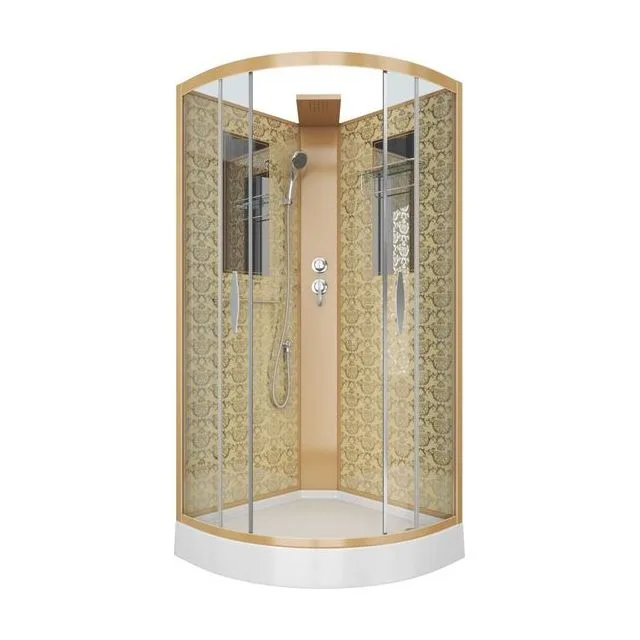 Душевая кабина Niagara Luxe NG-7715GBK (90x90х210) низкий поддон(15см),дверь раздвижная,стенки золото,без крыши