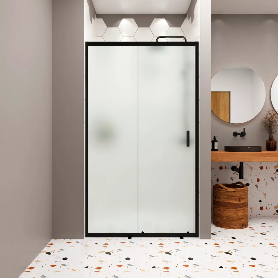 Душевая дверь в нишу Domani-Spa DoorCube 100, 100×190 см, сатин-матированное стекло, графитовый профиль, без поддона
