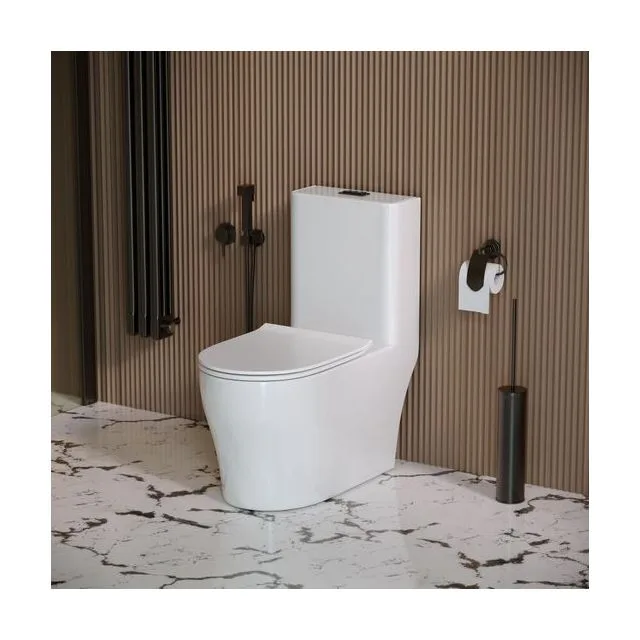 Унитаз напольный Grossman Classic GR-4488SQ (700х375х780) безободковый,белый,моноблок с тонкой крышкой,микролифт,смыв торнадо