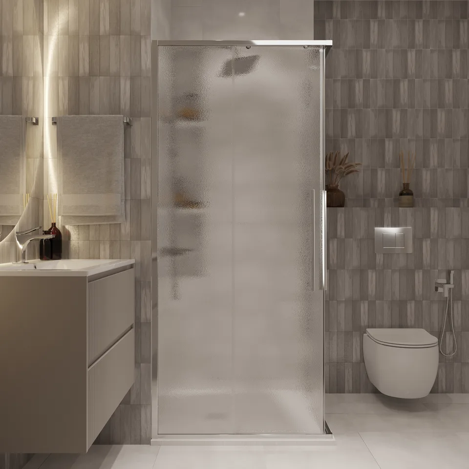 Душевое ограждение Niagara Nova NG-3624-34 (100х100х195) квадрат,хром,двери раздвижные,стекло шиншилла,1 место
