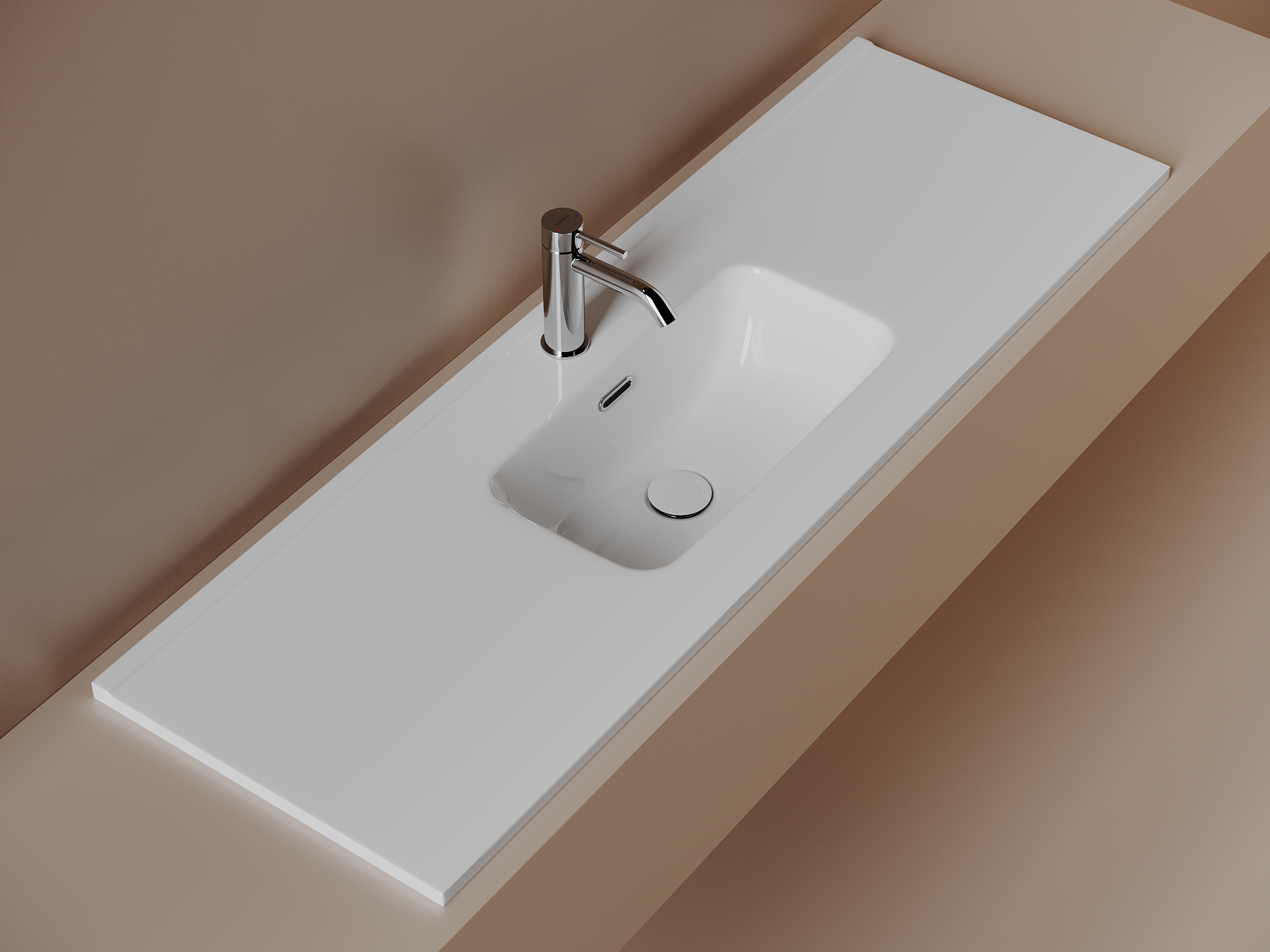 Раковина из сантехнического фарфора Ceramica Nova Компакт (Compact) 121 см CN7028 накладная цвет белый