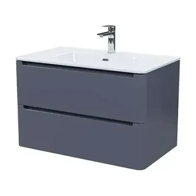Тумба с раковиной Iddis Эдифис (Edifice) 80 темно-серая софт-тач (Soft Touch) (тактильный матовый) подвесная