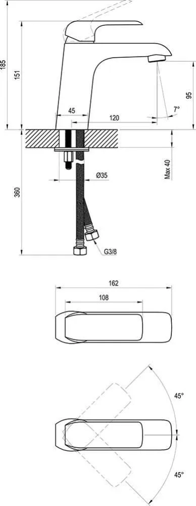 Смеситель Ravak Flat FL 014.20 для раковины черный матовый