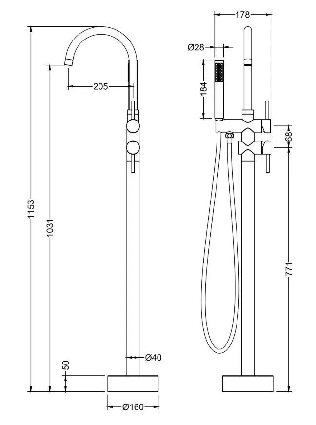 Напольный cмеситель Timo Saona 2300/03Y-CR черный