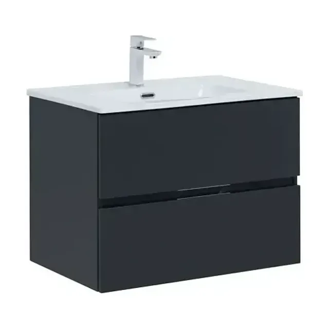 Тумба с раковиной Aquanet Алвита New 70 2 ящика, антрацит