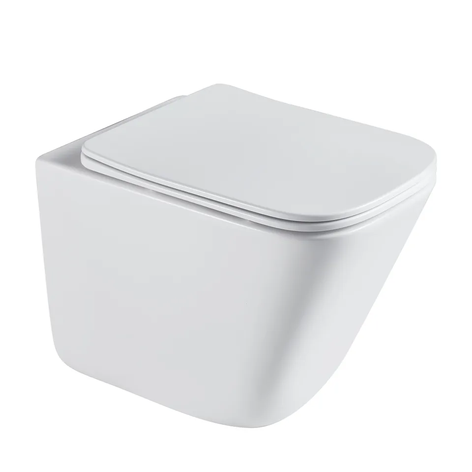 Унитаз подвесной Grossman GR-4479SQC (490х340х385) безободковый,белый с тонкой крышкой,микролифт,смыв торнадо,закрытое дно,1 место