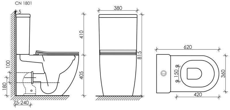 Унитаз-компакт Ceramicanova Mia CN1801 36х62 безободковый с крышкой-сиденьем микролифт Slim