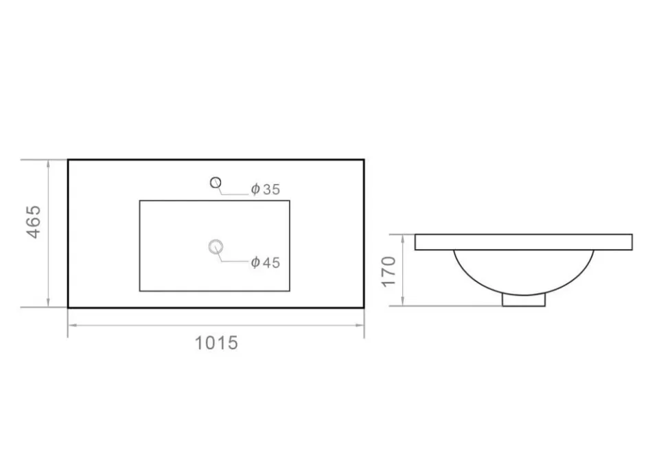 Встраиваемая раковина Orange B03-1000W 101,5*46,5