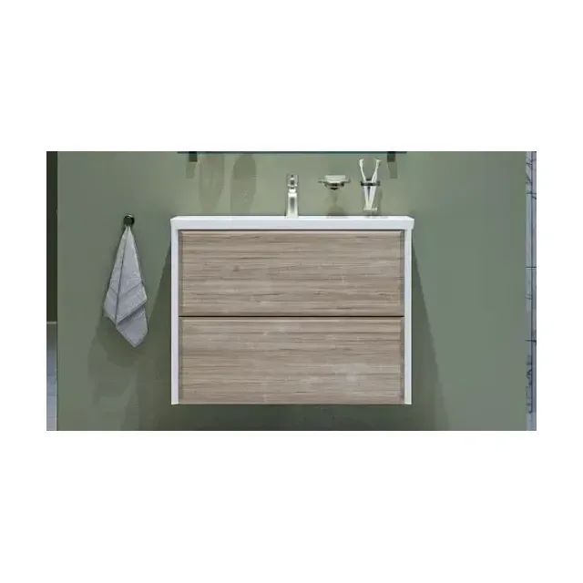Тумба с раковиной Velvex Gesso 80 дуб сонома/белый подвесная