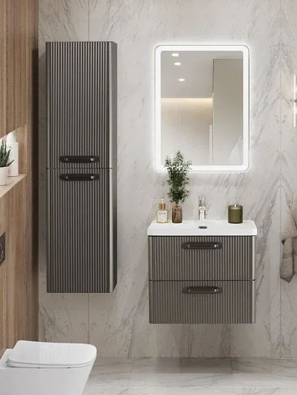 Комплект мебели BelBagno Дуэ (Due) 50 оружейная сталь,ручки матовый темный никель