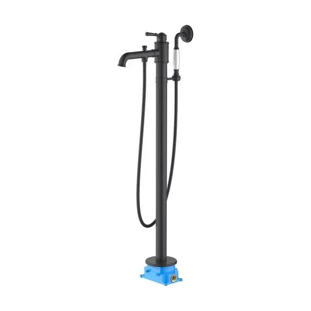 Смеситель для ванны напольный (внешняя и скрытая часть) AQUATEK, матовый черный AQ1545MB КЛАССИК