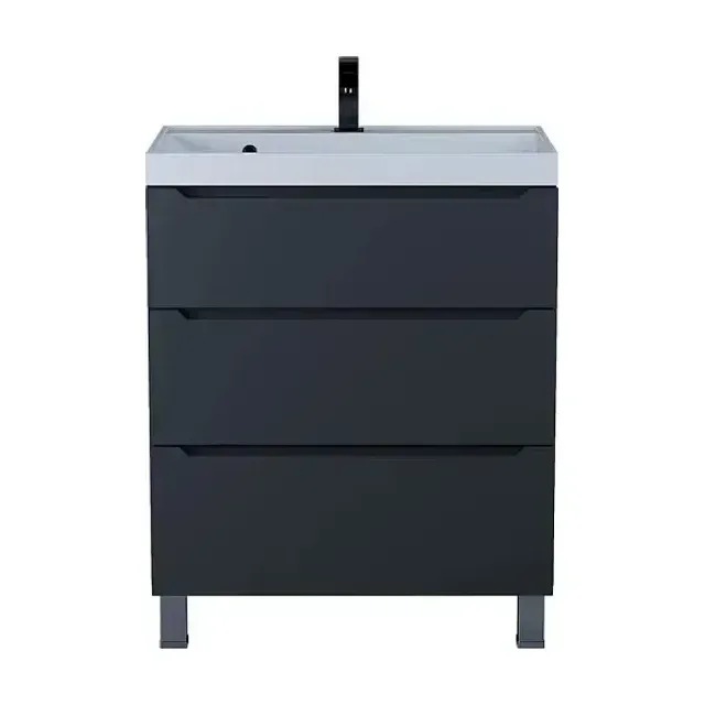 Тумба с раковиной Uperwood Tanos 70 черная, напольная, 3 ящика