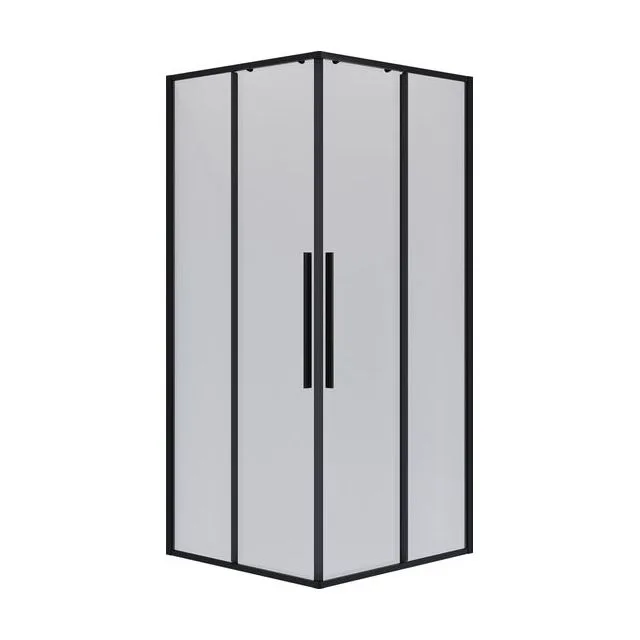 Душевое ограждение Niagara Nova NG-6824-34ВLACK (100х100х195) квадрат,черный матовый,двери раздвижные,стекло прозрачное
