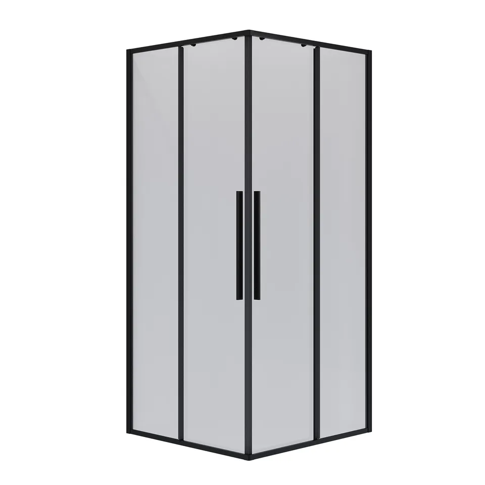 Душевое ограждение Niagara Nova NG-6824-34ВLACK (100х100х195) квадрат,черный матовый,двери раздвижные,стекло прозрачное,1 место