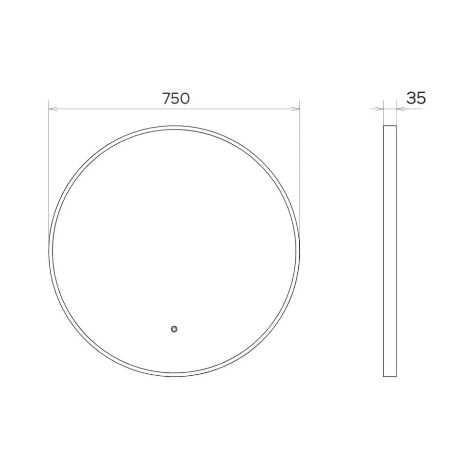 Зеркало Comforty Вега-75 LED IC-подсветка холодный свет, сенсор, чёрный матовый