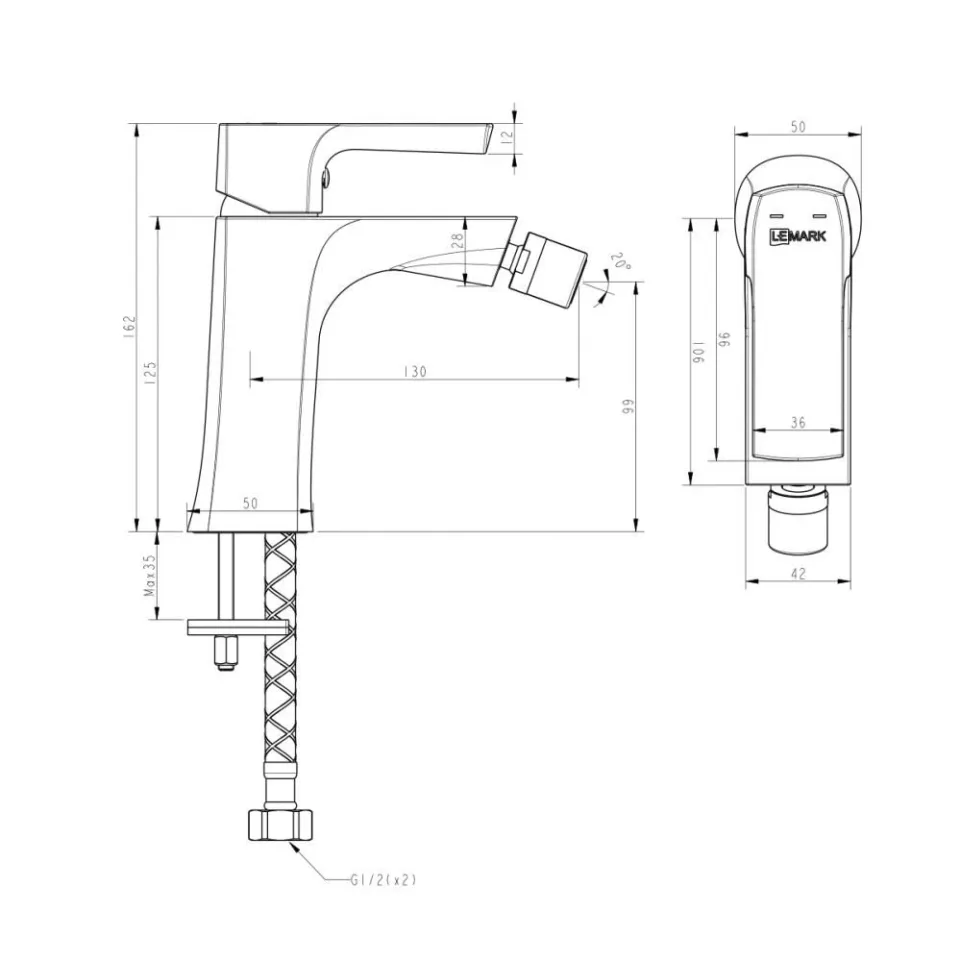 Смеситель Lemark Ursus LM7208BL для биде с донным клапаном черный