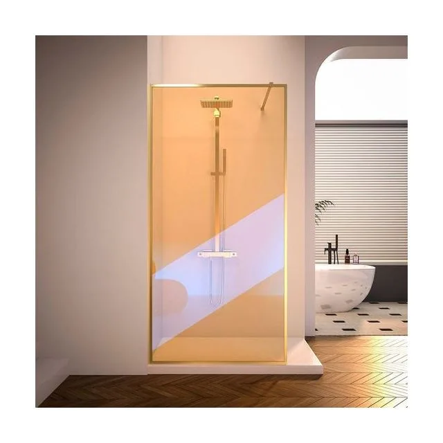 Душевая перегородка Veconi KR-81GC 120×200 см, стекло хамелеон, профиль брашированное золото (KR81GС-120-09-C4)