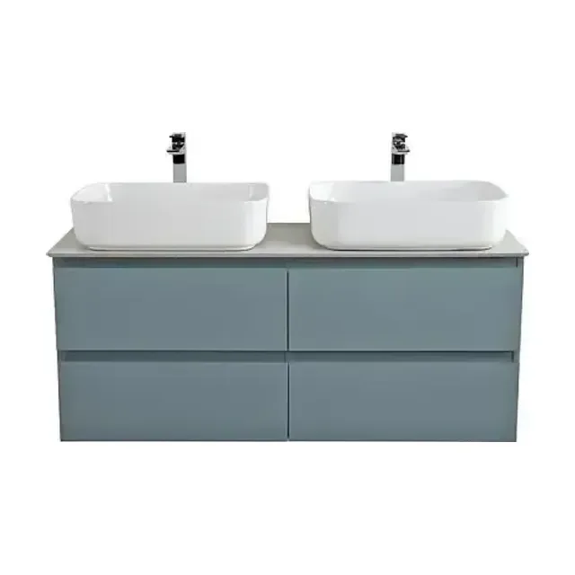 Тумба с раковиной BelBagno Крафт (Kraft) 120 с четырьмя ящиками голубая матовая (столешница цемент)