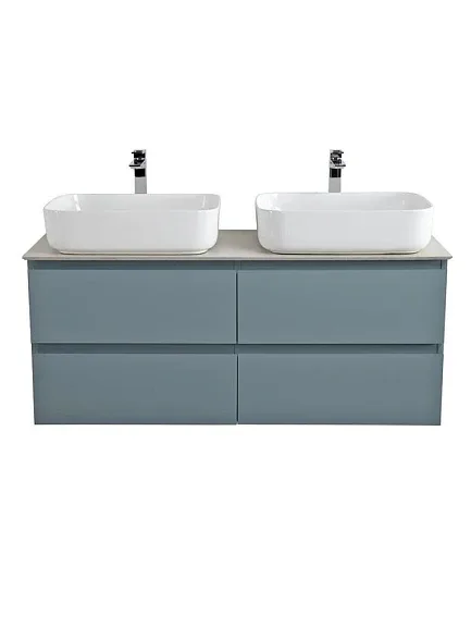 Тумба с раковиной BelBagno Крафт (Kraft) 120 с четырьмя ящиками голубая матовая (столешница цемент)