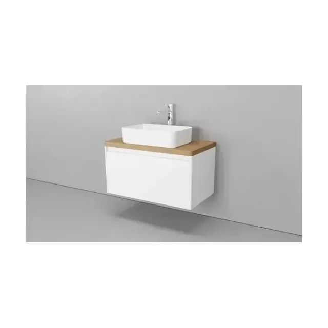 Тумба с раковиной Velvex Klaufs 80 белый глянец, 1 ящик, раковина 78537