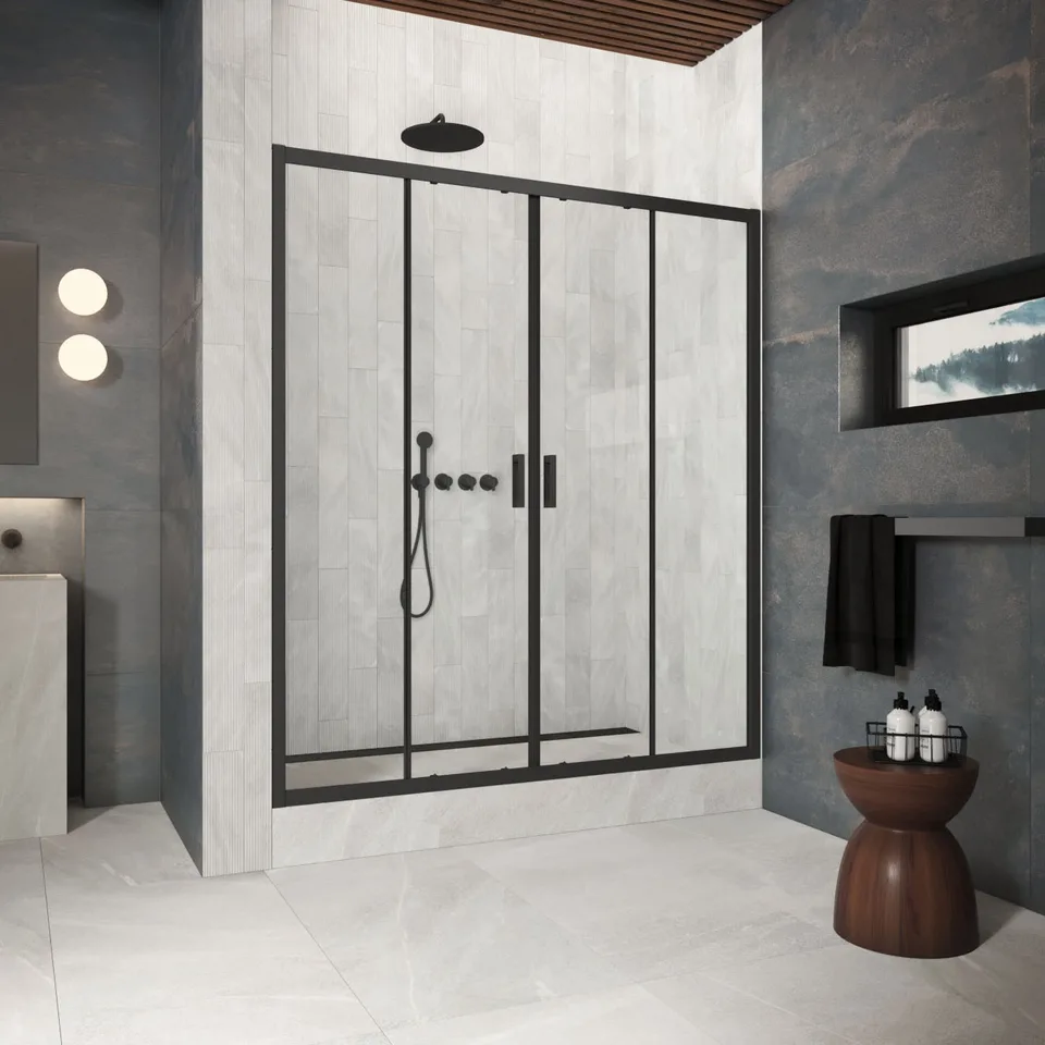 Душевая дверь Vegas-Glass Z2P Protec 150×200 см, чёрный матовый, стекло crystalvision