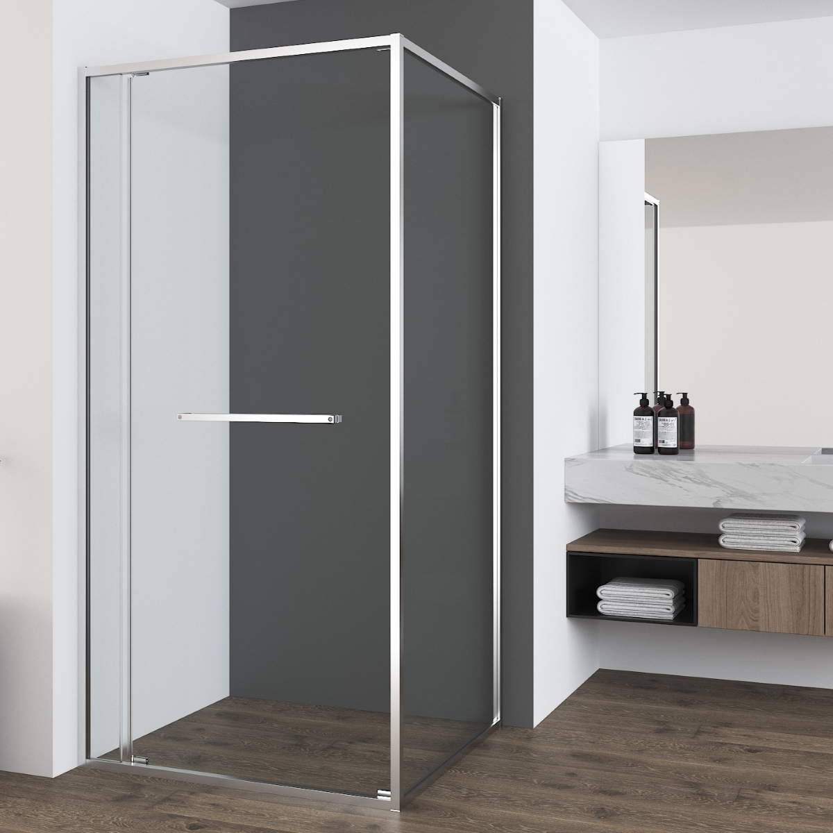 Душевой уголок Vincea Теси (Tesi) VSRW-7TS9012CL 120х90 стекло прозрачное 6 мм профиль хром без поддона